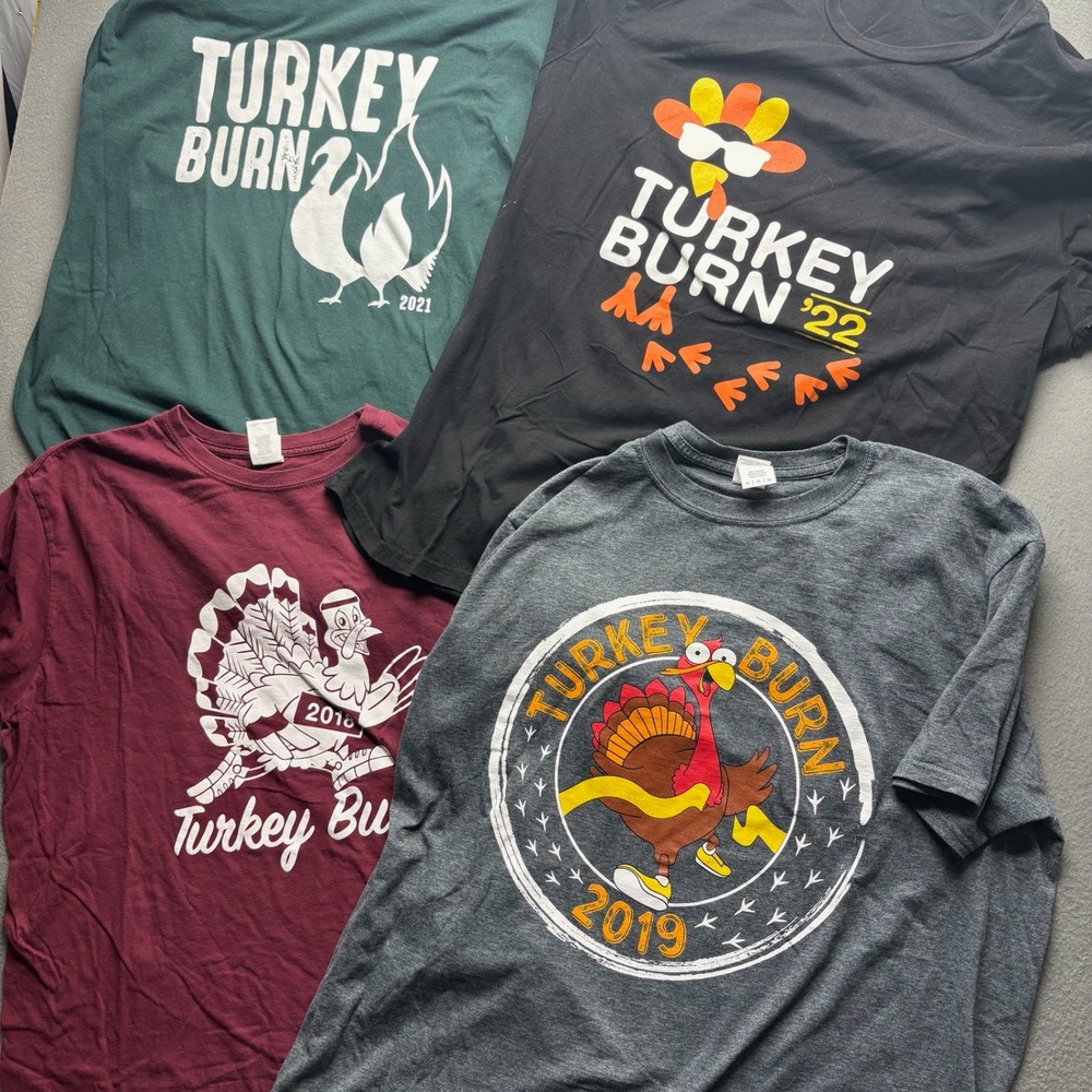 Dexter MI Turkey Burn DWC Participant Tee Collection‎ Lot XL 2018 2019 2021 2022